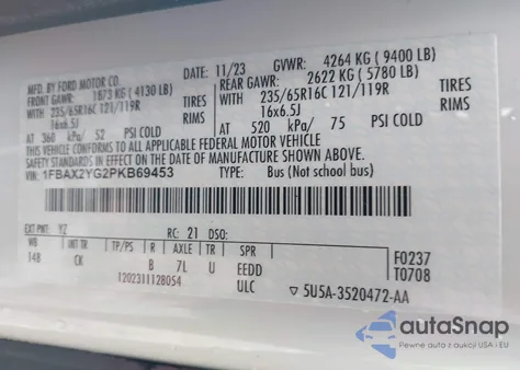 2023 Ford Transit-350 Passenger Van Xlt from USA, damaged, VIN 1FBAX2YG2PKB69453